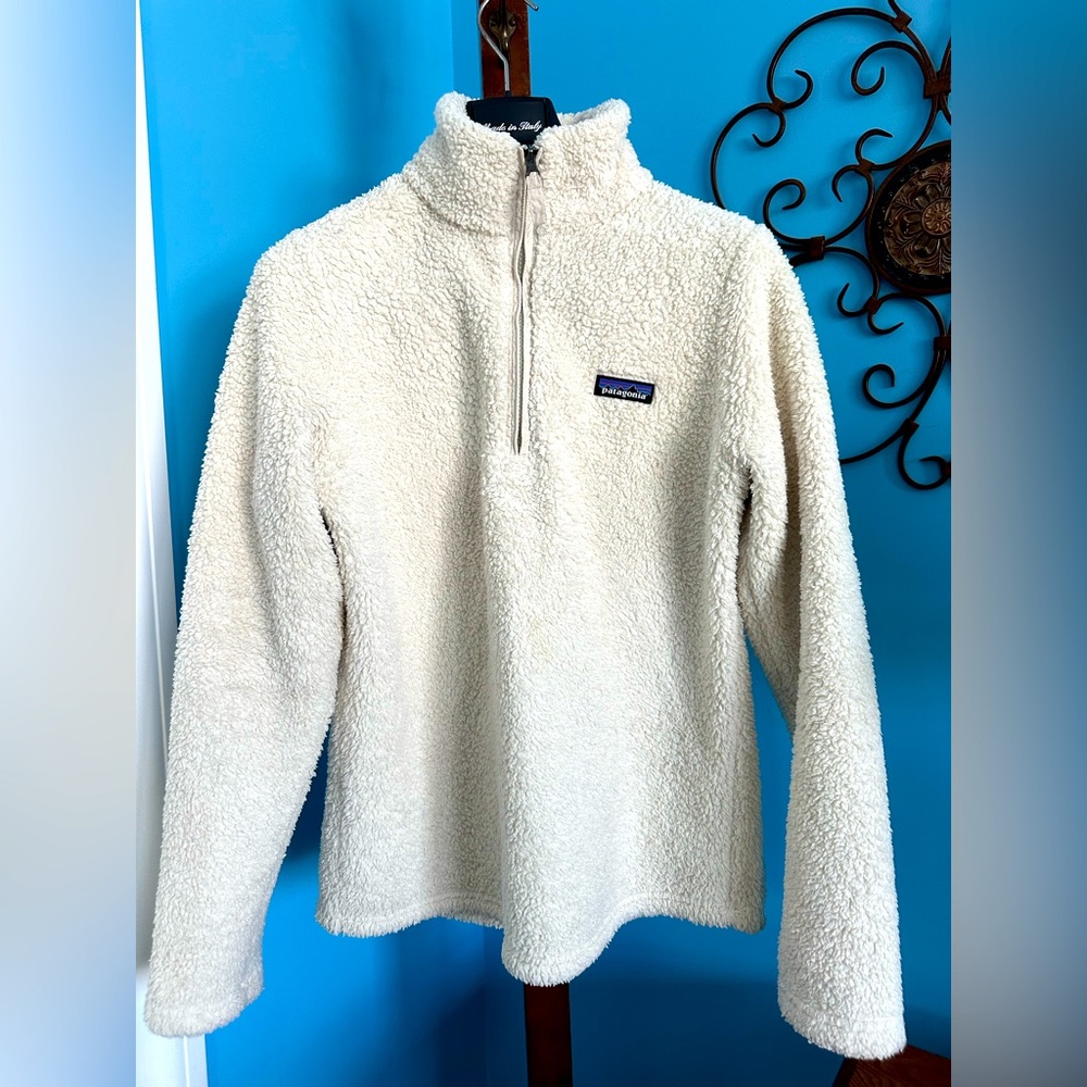 Patagonia Fleece Quarter Zip Pullover Sweater cream women’s medium